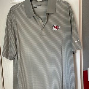 Nike Golf Kansas City Chiefs Polo XL Performance Gray White Stripe Pattern NWT